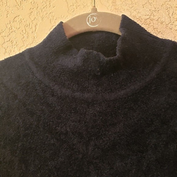 Women's Black Mock Neck Nylon/Spandex Terry Feel Sweater Size Large - Picture 2 of 8